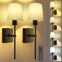 Wireless Wall Lamp with Timer - 2 Pack Black Sconces for Bedroom & Living Room, Gift Box Included Lighting Home, Wall lights