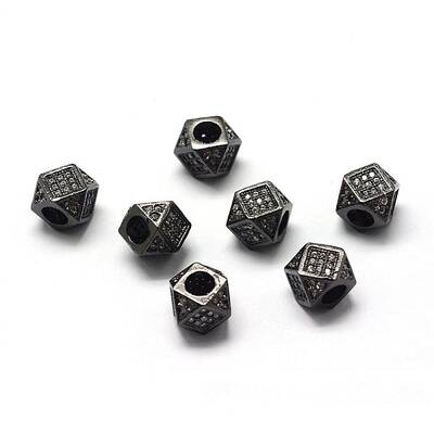 Rack Plating Brass Cubic Zirconia Beads