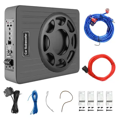 10 Inch 800W Car Subwoofer,Slim Under Seat Car Subwoofer Powered, High/Low Level Input, Car/Truck Car Audio Subwoofer Sub Bui...