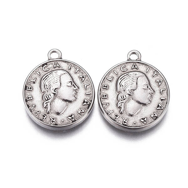 Tarnish Resistant 304 Stainless Steel Coin Pendants