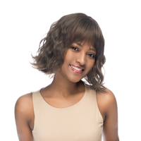 9.5-Inch Solid Dark Ash Brown Wavy Synthetic Wig | 【Heat Resistant】【Cap Included】 | #81 @26