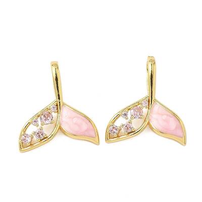 Brass Micro Pave Clear Cubic Zirconia Shell Pendants