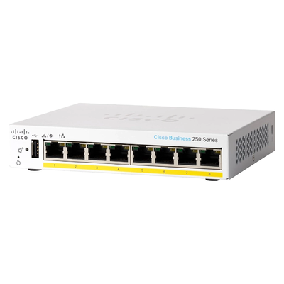 Cisco CBS250-8PP-D | Business 250 Series 8 x RJ-45 Ports PoE+ 1000Base-T Layer 3 Managed Desktop Gigabit Ethernet Network Swi...