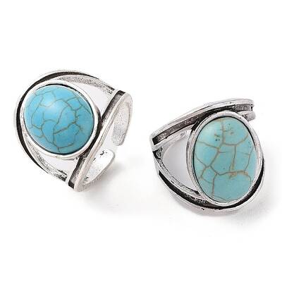Oval Synthetic Turquoise Cuff Rings