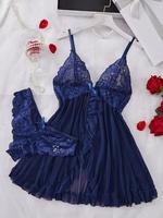 Women's Lace Sexy Halter Nightdress Set Sleepwear Nightgown Made of Net Fabric, Strap Nightgown, Suitable for Home Loungewear...
