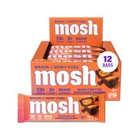 MOSH Peanut Butter Chocolate Crunch Protein Bars, 12ct, Grass-Fed Whey Protein, Gluten-Free, Lion's Mane, Workout Recovery, S...