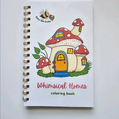 Whimsical Homes Coloring Book A5 size. 36 Magical Homes Illustrations. Gnomes Homes Coloring Book. Fairy Homes Medium Size co...