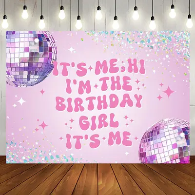Its Me Purple Light Ball Birthday Backdrop For Girl - Aperturee
