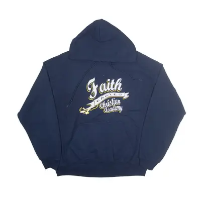 GILDAN Faith Eagles Christian Academy Hoodie Blue Pullover Mens L