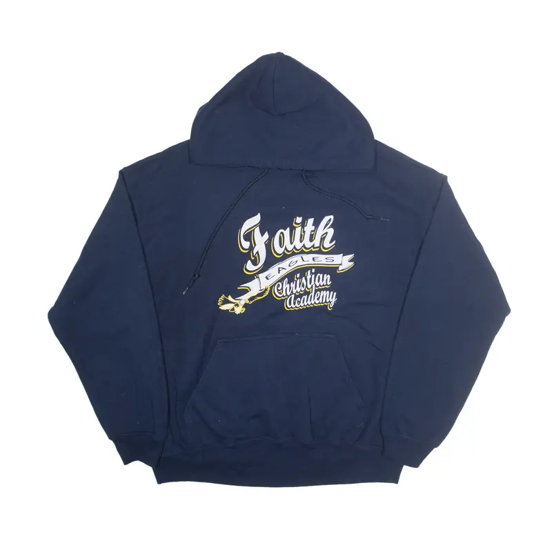 GILDAN Faith Eagles Christian Academy Hoodie Blue Pullover Mens L