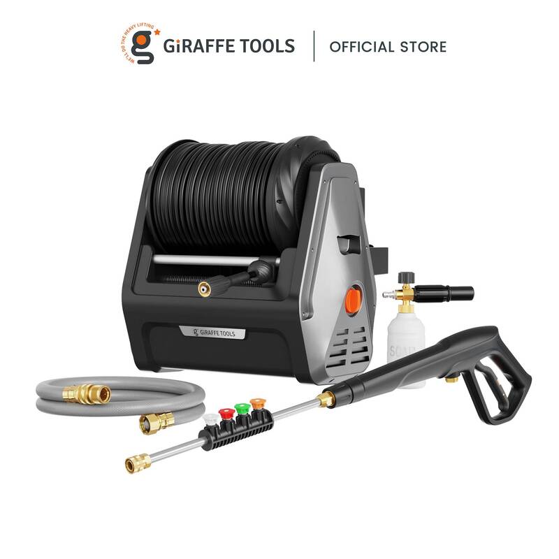 Giraffe Tools Grandfalls Retractable 2900PSI & 2.2 GPM Pressure Washer 2X Lower Noise for quite Essential 100ft replacea
