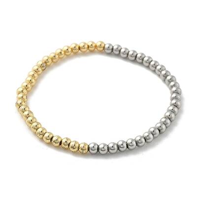Brass Round Beaded Stretch Bracelets for Women