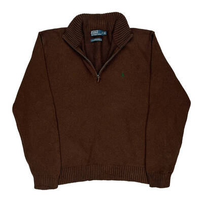 Polo By Ralph Lauren 1/4 Zip - XL Brown Cotton