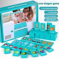 Wooden 4 in 1 Dominoes Game, Fruit & Animal Pattern Matching Memory Chess, Interactive Game for Parents & Kids, Gift for Her,...