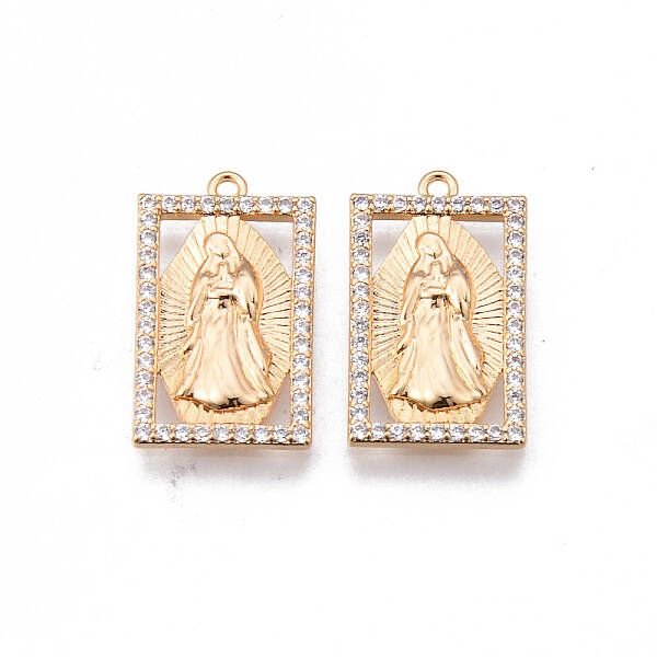 Brass Micro Pave Clear Cubic Zirconia Pendants