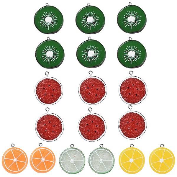 18Pcs 5 Colors Resin Pendants
