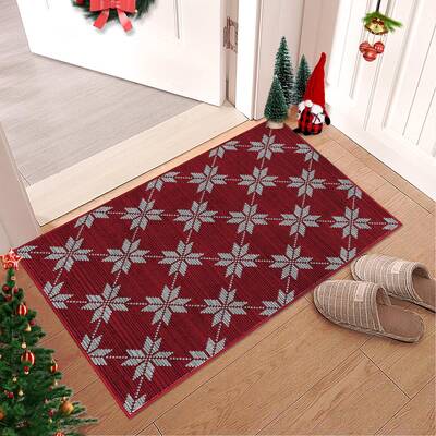 Garvee Christmas Area Rug 2x3 Checkered Plaid Machine Washable Non-Slip Rubber Backing Lightweight Foldable Indoor Entryway K...