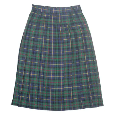 CLAUDE Womens Pleated Skirt Green Midi Check M