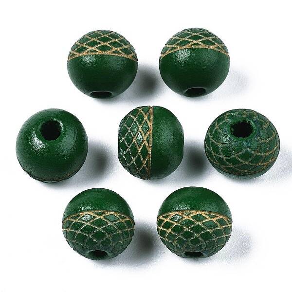 Painted Natural Wood Beads