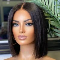 Straight Glueless Short Bob Wigs Human Hair Glueless Frontal Wig 4x4 Lace Closure Pre Cut Wig For Women Brazilian Soft Remy H...