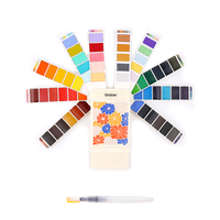 Grabie Foldable Watercolor Set Of 56 with Water Brush - Compact, Portable, Features 10 Metallic Colors, 10 Macaron Shades, 36...