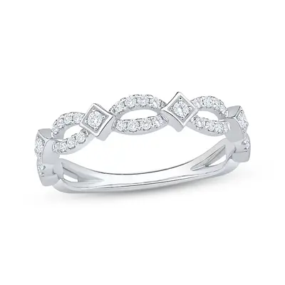 10K White Gold Round Cut Diamond Custom Stackable Ring I Color I2 Clarity 3EX IGI Certified