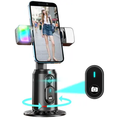 Anti-shake 360° Rotatable Selfie Stick, AI Face Tracking Phone Holder with Dual LED Lights, Selfie Stick for Live Streaming,...