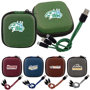 25 Promotional Textured 3-in-1 Charging Cable Set - Braided Cable ...