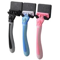 Wall Mounted Razor Holder, 3 Counts Punch-free Sticky Hook, Multifunctional Storage Rack for Home Bathroom