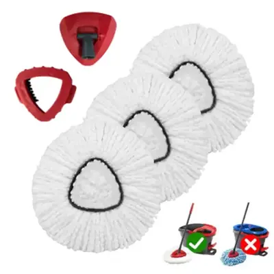 3-Pack Reusable Mop Head Replacement for O Cedar Easywring 1-Tank System, Microfiber Spin Mop Refills Compatible with Vileda ...