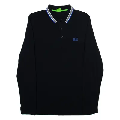 HUGO BOSS Mens Polo Shirt Blue Long Sleeve M