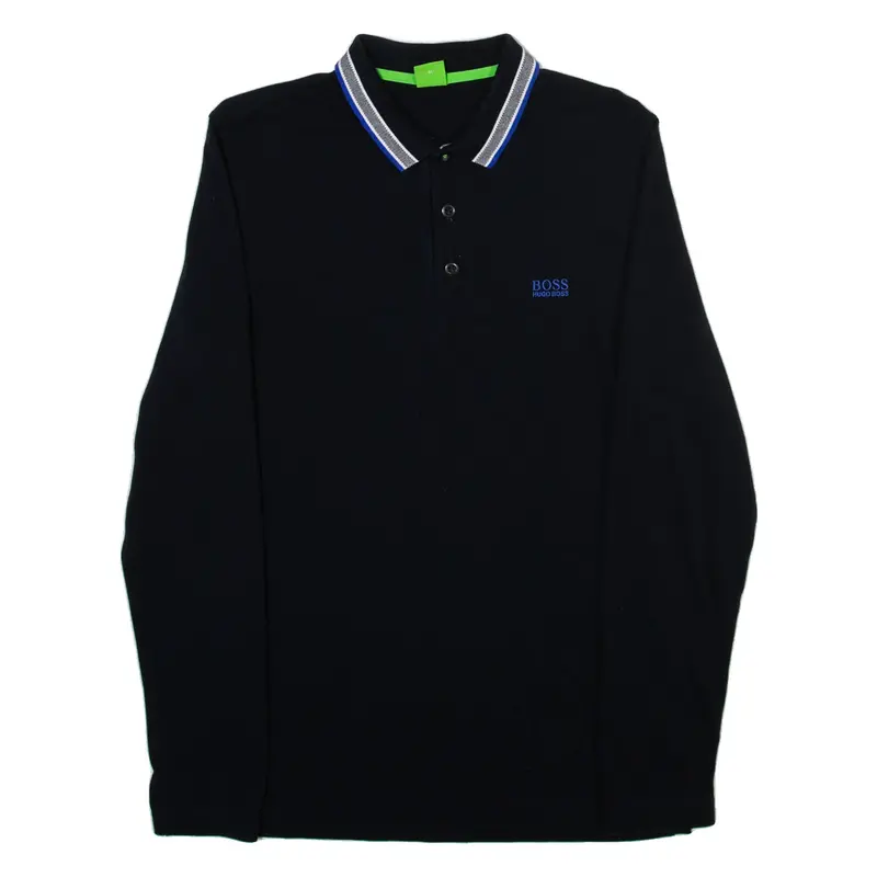 HUGO BOSS Mens Polo Shirt Blue Long Sleeve M