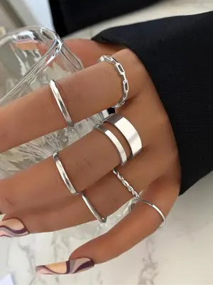 Simple Plain Alloy Rings, Fashion Twist & Chain Design Ring for Daily Wear, Casual Versatile Party Accessories for Women