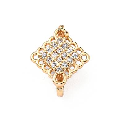 Rhombus Brass Pave Clear Cubic Zirconia Mutil-Strand Links