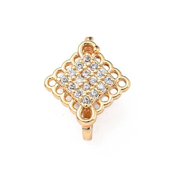 Rhombus Brass Pave Clear Cubic Zirconia Mutil-Strand Links