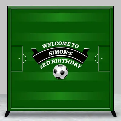 Custom Name Green Football Field Birthday Backdrop