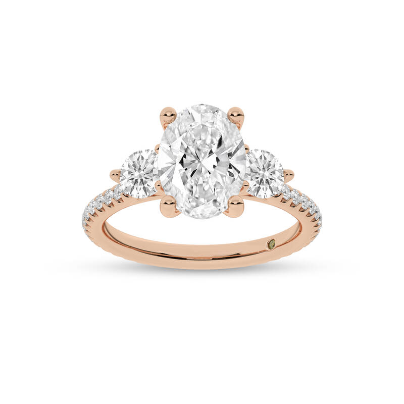 Zephyr Three Quarter Coverage Oval Lab Grown Diamond Engagement Ring | 14K Rose Gold 4 5/8 CT. TW.