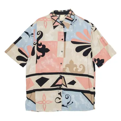 Shirt Pink Viscose Geometric Short Sleeve Womens L