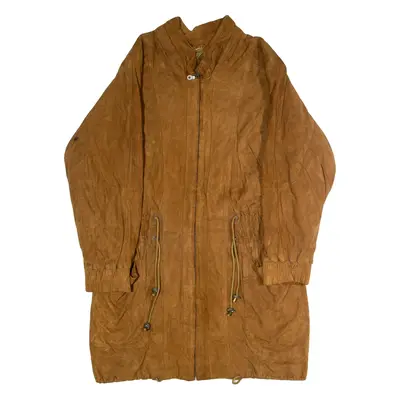 GINA GINERO Womens Coat Brown Leather Suede 90s UK 16