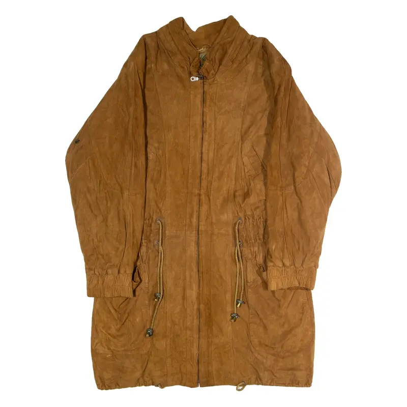GINA GINERO Womens Coat Brown Leather Suede 90s UK 16