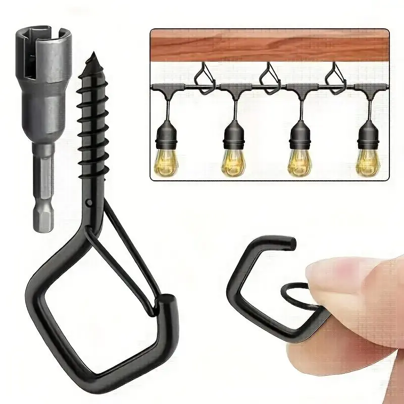 Hanging Screw Hooks with Accessories, 20pcs Outdoor String Light Hanging Hooks for Plants Wall Wood Ceiling Installations