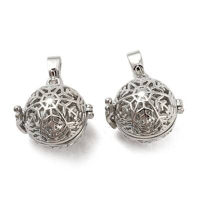 Rack Plating Brass Hollow Round Cage Pendants