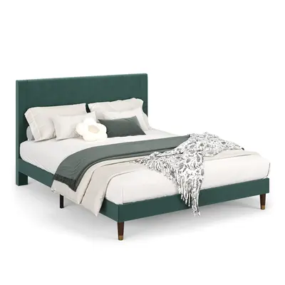 Garvee Queen Bed Frame with Headboard, Corduroy Upholstered Platform Bed with Wooden Slats Support - No Box Spring Needed & N...