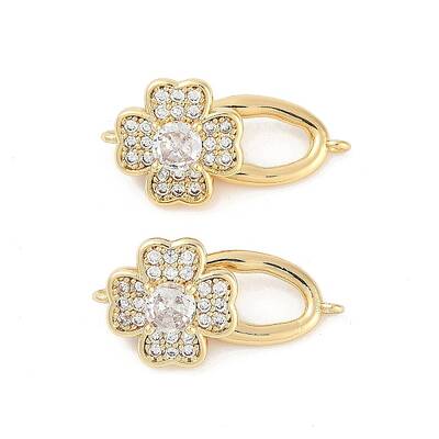 Brass Micro Pave Clear Cubic Zirconia Fold Over Clasps