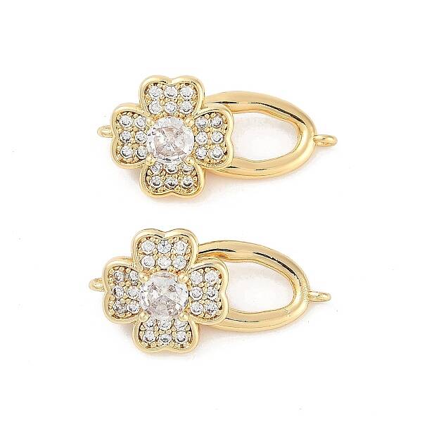Brass Micro Pave Clear Cubic Zirconia Fold Over Clasps