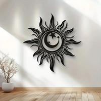 Sun & Moon & Star Pattern Wall Art, Metal Wall Decor, Wall Hanging Decor for Living Room & Outdoor Space, Home Decor, Ornamen...