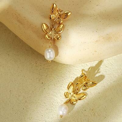 304 Stainless Steel ABS Pearl Earrings