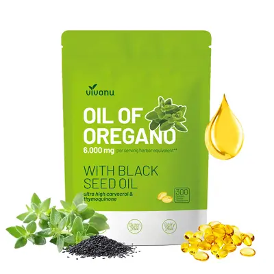 Oil of Oregano Softgels | 6000mg Oregano Oil with 200mg Black Seed Oil | Natural Antioxidants to Support Fitness | Gluten-Fre...