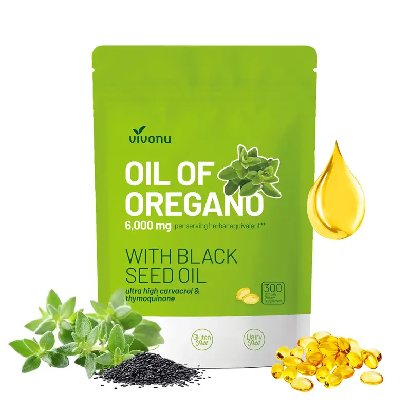 Oil of Oregano Softgels | 6000mg Oregano Oil with 200mg Black Seed Oil | Natural Antioxidants to Support Fitness | Gluten-Fre...