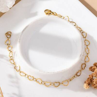 304 Stainless Steel Heart Link Bracelets